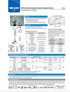 dk lok vb16 v46a bonnet needle valves catalog cover
